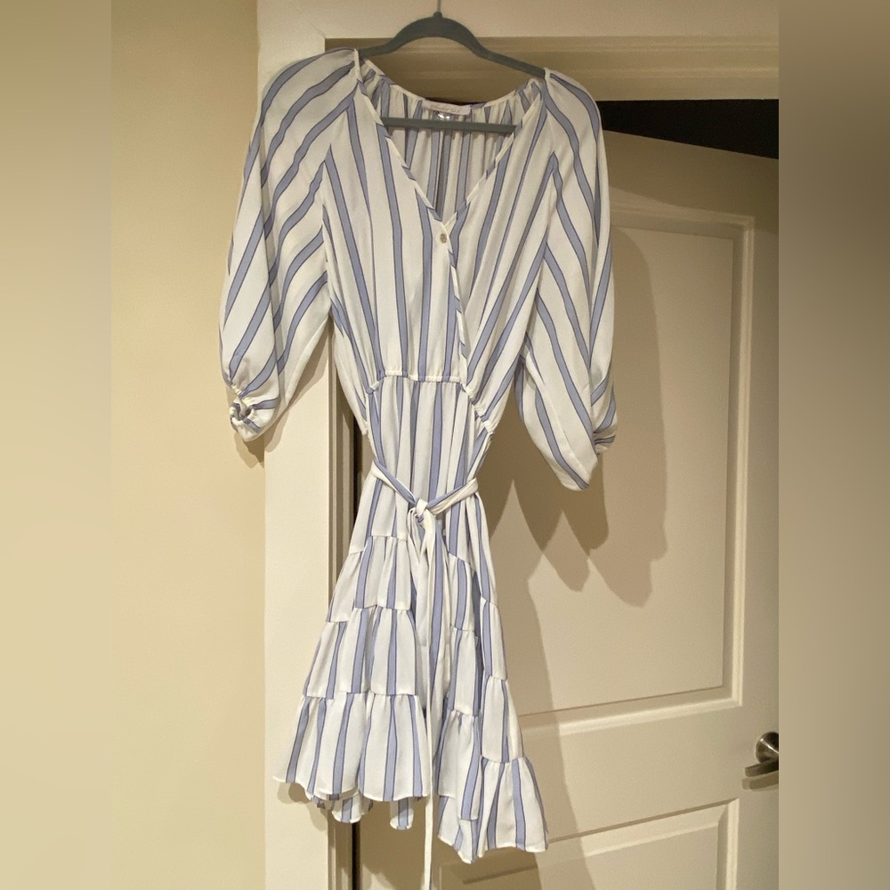 Long Sleeve Blue & White Stripe Dress size 16